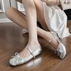 Silver Ballet Shoes Women's Flat 2025 Spring and Autumn New Outer Wear Bow Soft Sole Flat Heel Mary Jane Single Shoes Women