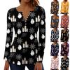 Women's Spring Autumn Pleated Button Down Collar Halloween Print Long Sleeve Top