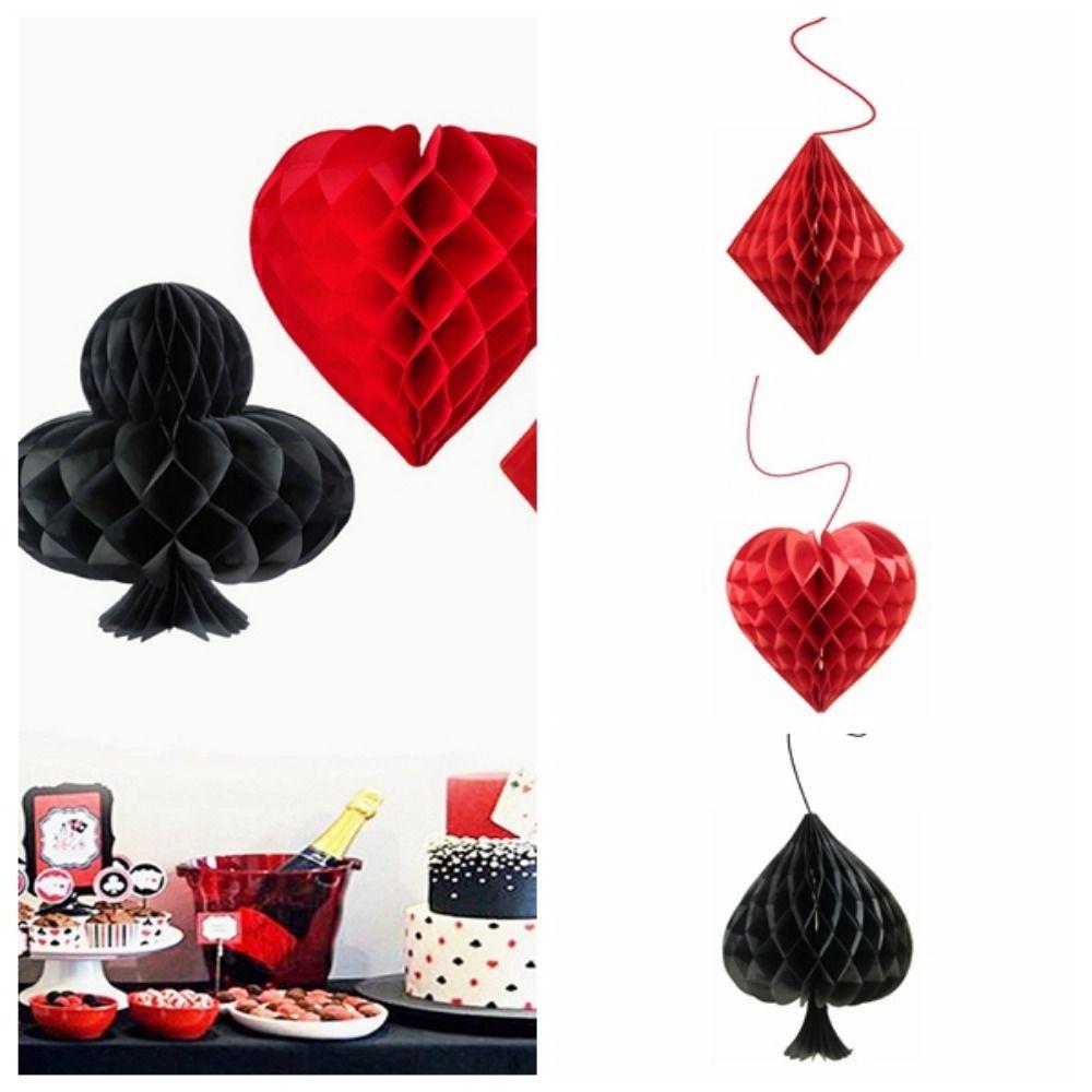 4pcs/Set Three-dimensional Honeycomb Hanging Ornament Casino Party Decoration Stage Layout