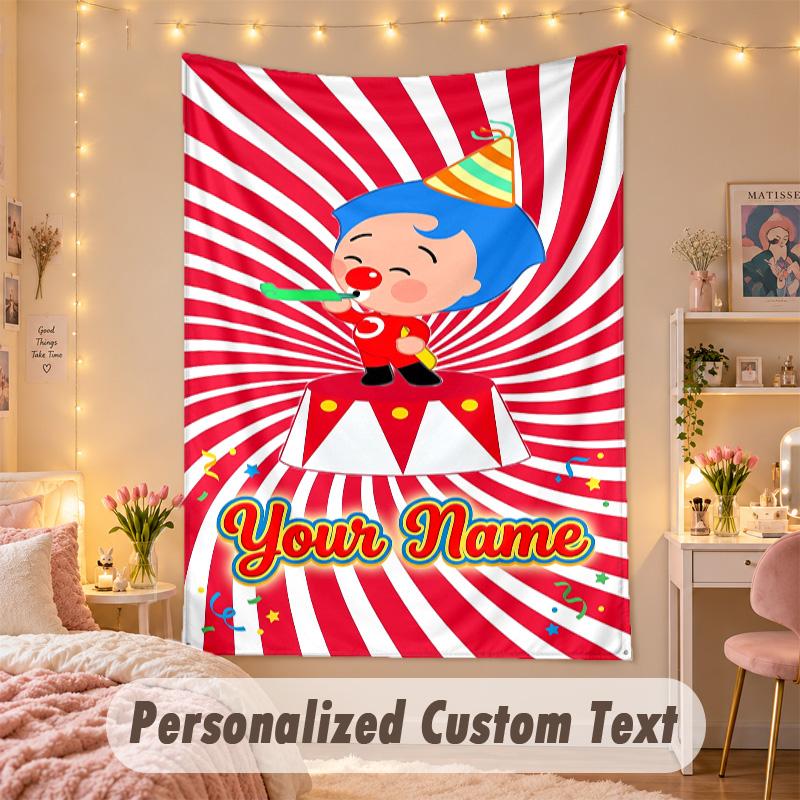 Custom Personalized Tapestry,El Payaso Plim Plim Print Custom Name Text Wall Art Hanging for Bedroom