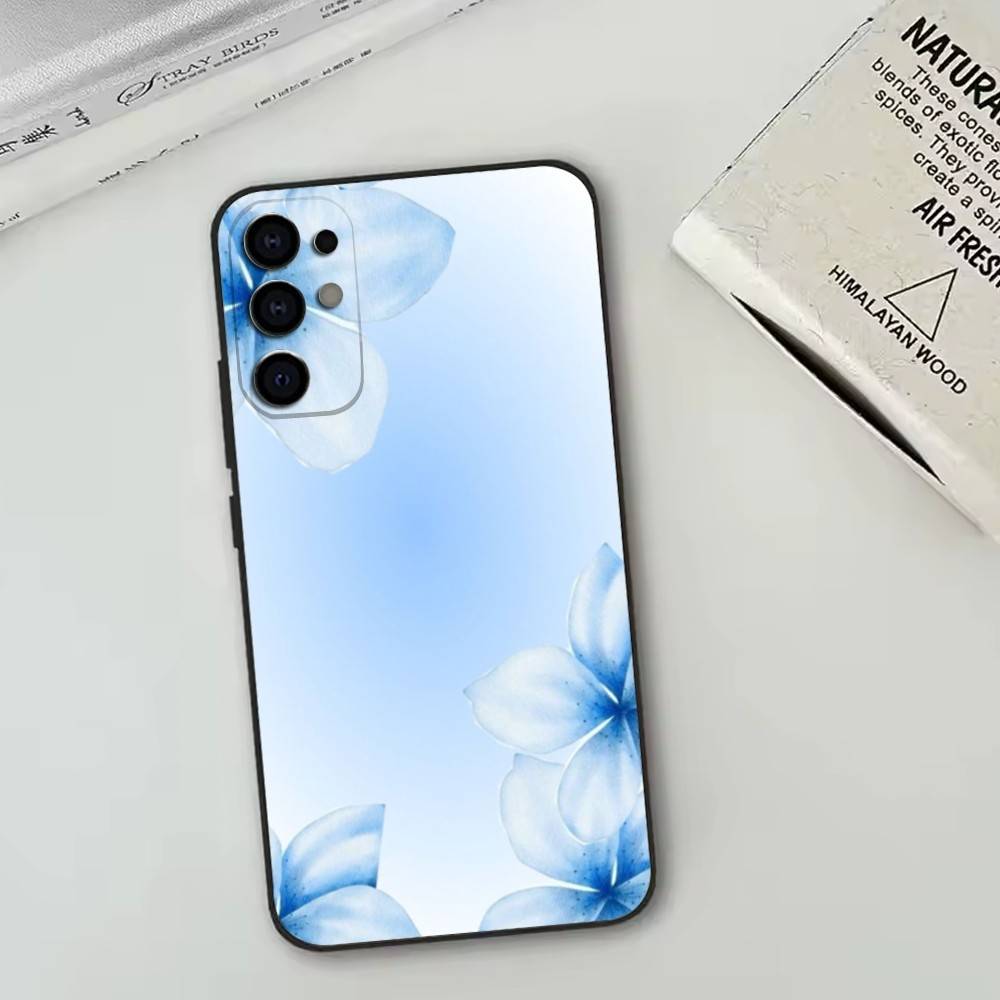 Blue Sky Magnolia Flower Phone Case For Samsung S25,S24,S21,S22,S23,S30,Ultra,S20,Plus,Fe,Soft Silicone Black Cover