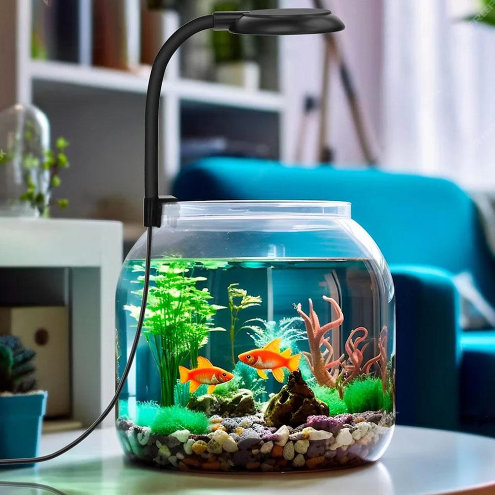 5 Вт/7 Вт Лампа-клипса для аквариума, USB-питание, светодиодный полный спектр, водонепроницаемое освещение для водорослей, лампа для аквариума с углом обзора 360 градусов для аквариумов с черепахами и рыбами