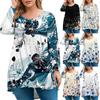 Women's Fashion Large Size Round Neck Long Sleeve Casual Print Loose Pullover Top