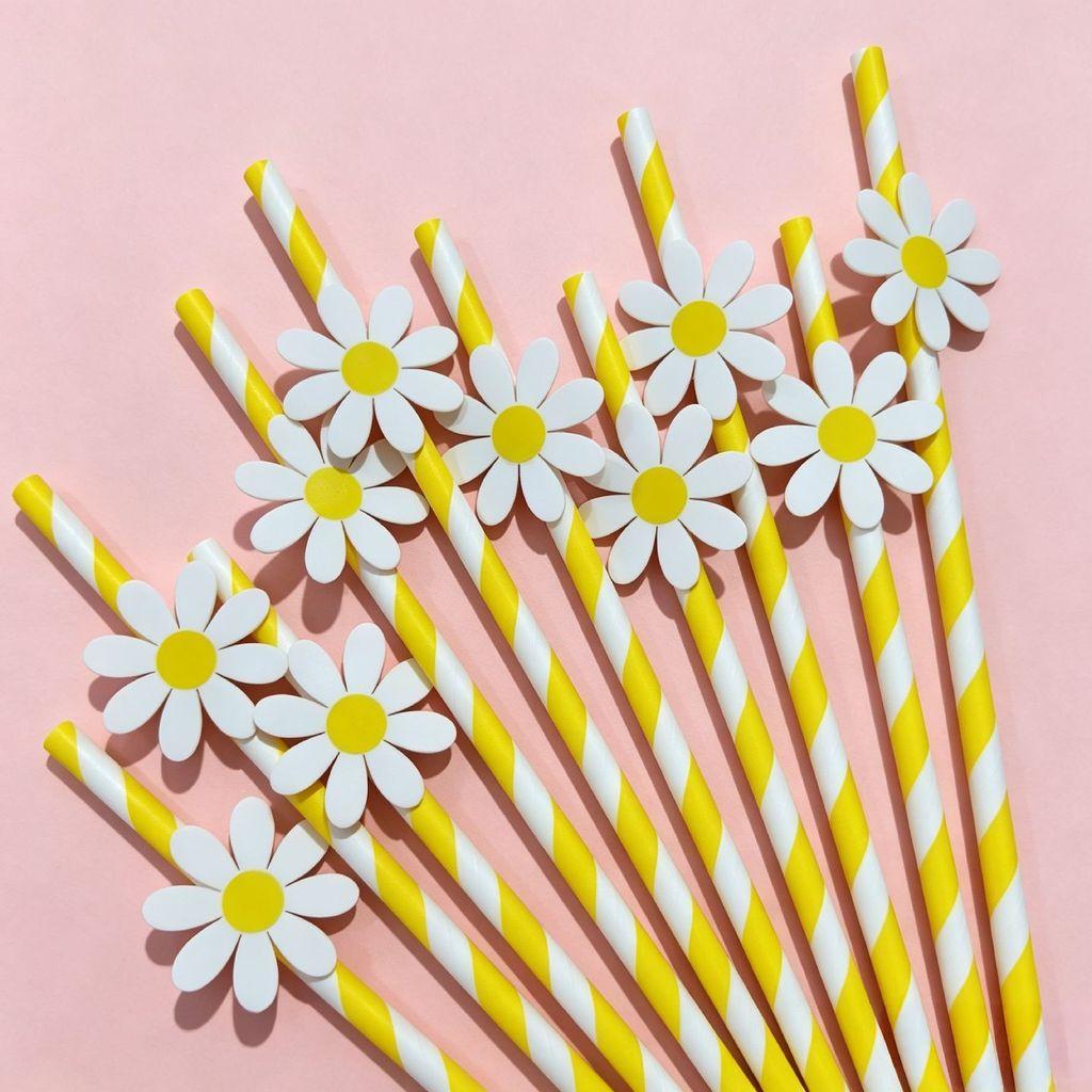 Daisy Small Flower Sunflower Paper Drinking Straws For Party Decorations And Cocktails