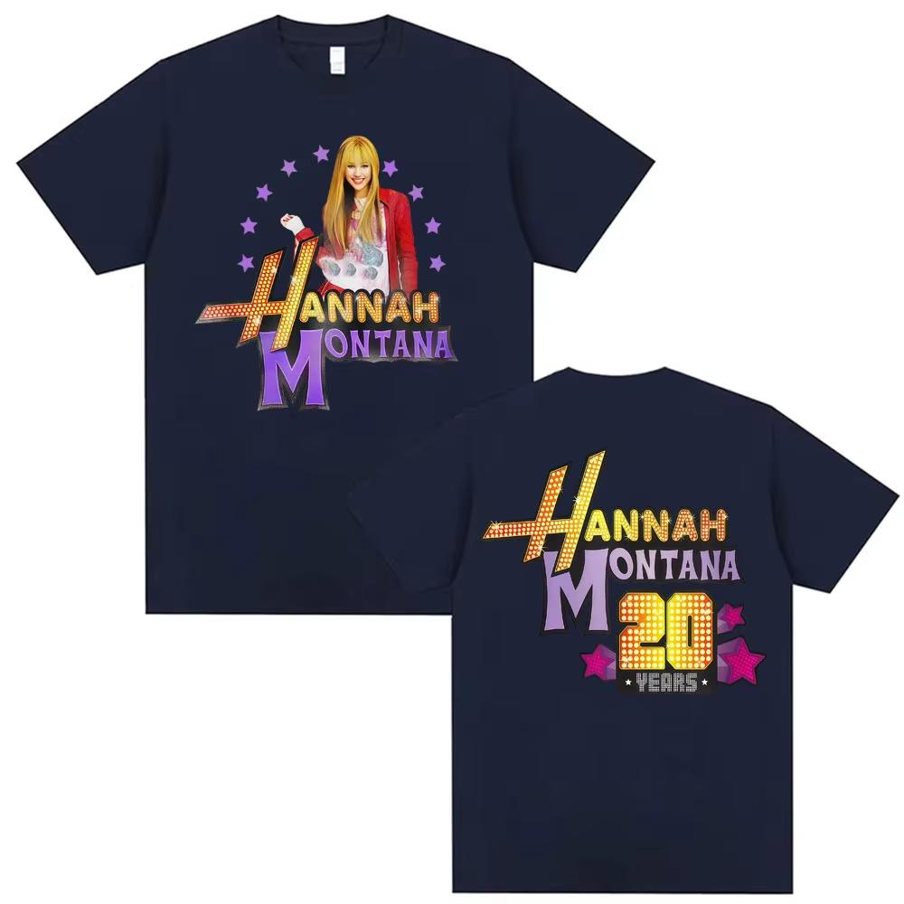 Pop Star Hannah Montana 20Th Anniversary Logo T-shirts Men Women Fashion Trend Aesthetic T Shirt Cotton O-Neck Hip Hop T-shirt