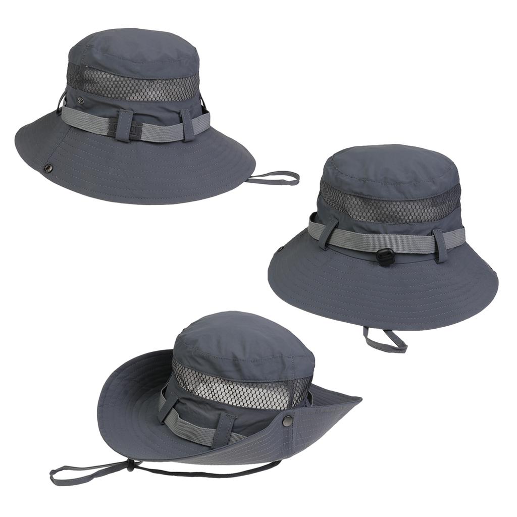 Western Cowboy Style Outdoor Sun Hat, Foldable Polyester Wide Brim Fisherman Cap, Breathable Mesh Anti-UV Camping Travel Hat for Men & Women