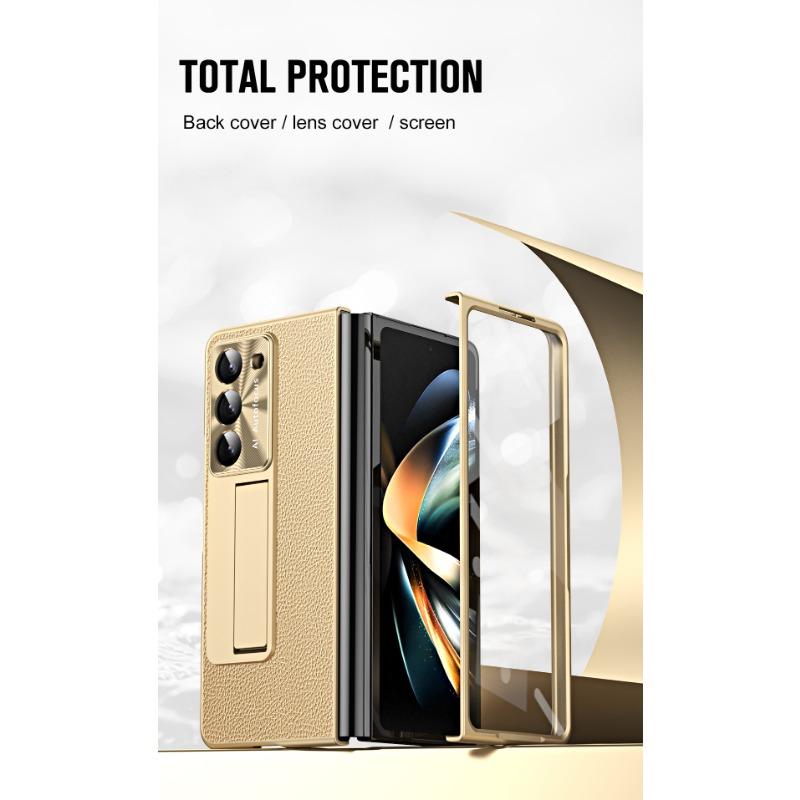 Гальванический чехол для телефона Clemence с металлической подставкой для Samsung Galaxy Z Fold 6 5 4 3 Fold6 Fold5 Fold4 Fold3 с защитным чехлом-держателем-подставкой