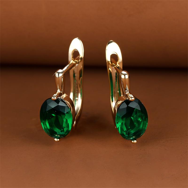 Овальные серьги-кольца с камнями королевского синего, зеленого, белого и красного цвета для женщин цвета шампанского золота, свадебные серьги-пряжки для ушей, украшения для мамы на день рождения