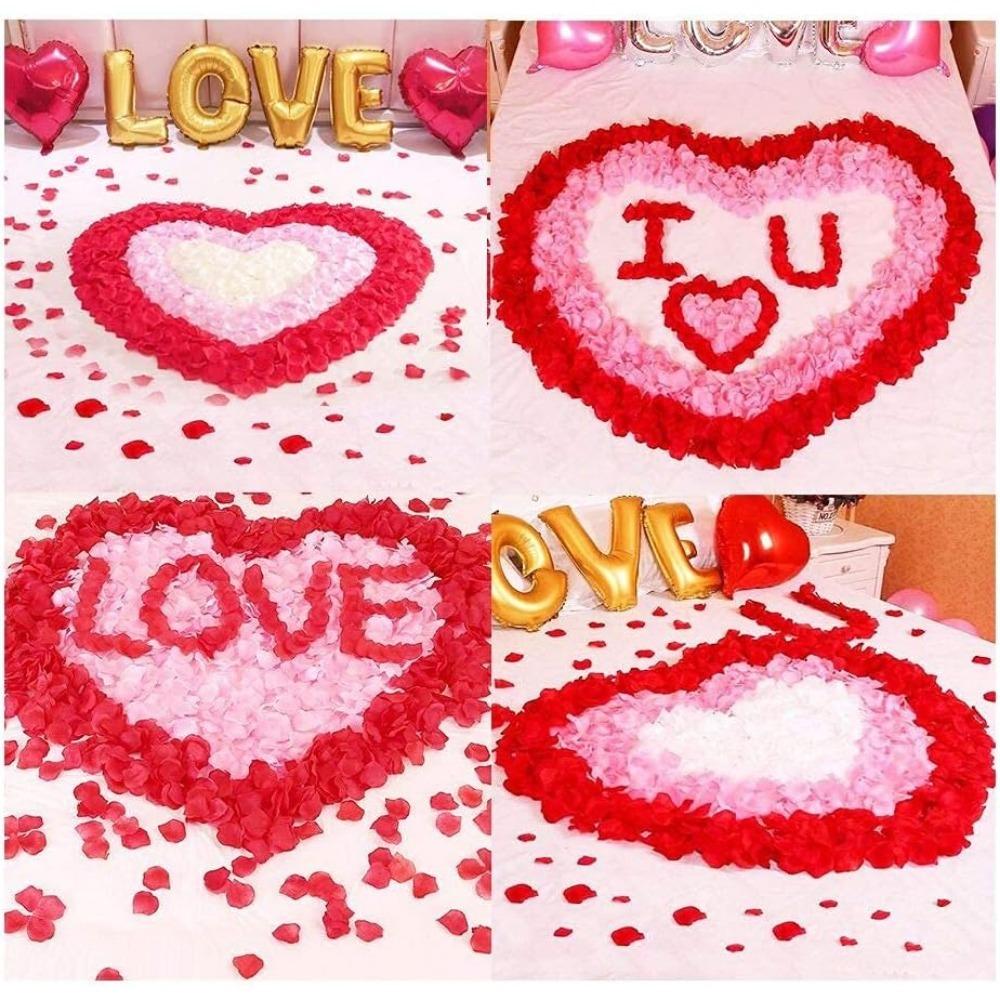 1000 шт. лепестков роз из красного шелка, искусственные лепестки цветов для романтической ночи, вечеринки, свадьбы, Дня святого Валентина, цветочного украшения