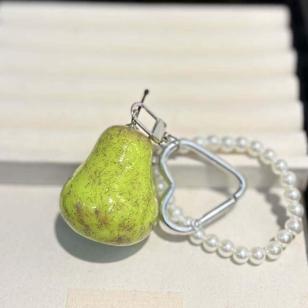 Imitation-Pearl Resin Bag Charm Glossy-Finish Pearl Beaded Key Ring School Bag Decor