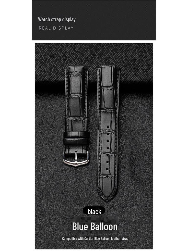 Синий воздушный шар водонепроницаемый ремешок для часов из натуральной кожи для мужчин и женщин - высококачественная коровья кожа, выпуклый интерфейс