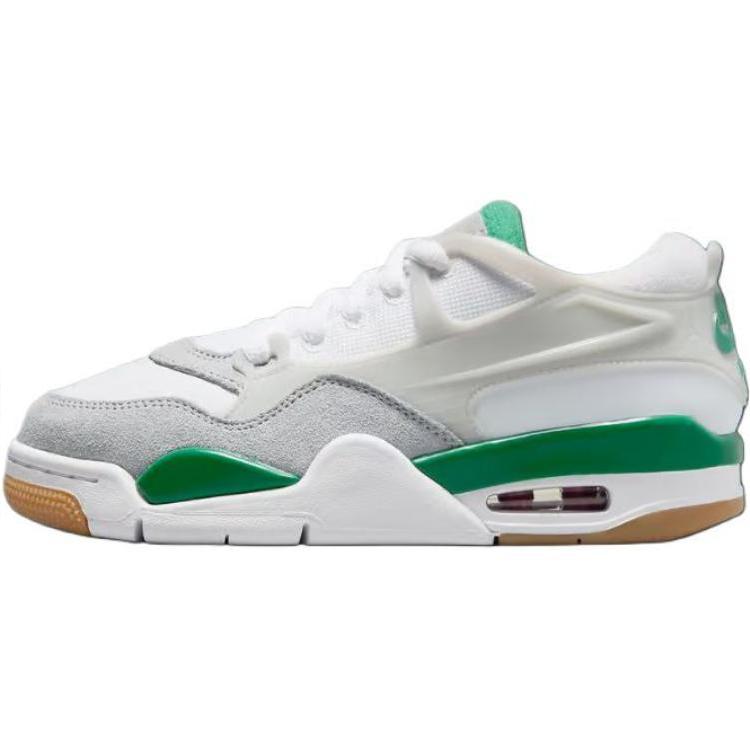 Jordan Air Jordan 4 Abrasion Resistant Low top Children's Basketball Shoes White Green FQ7938-103