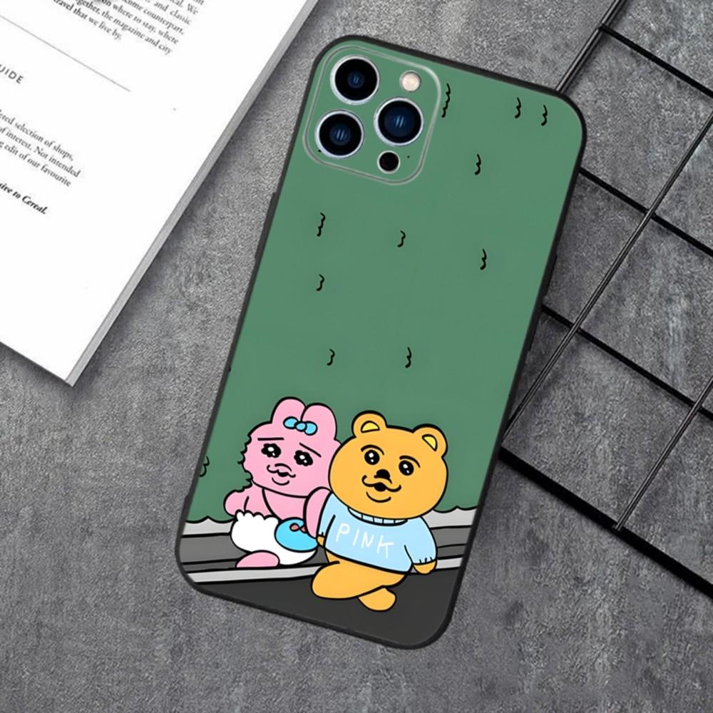 Милый Чехол для Телефона O-OpanchuS UsagiS Для iPhone 16,15,14,13,12,11,XS,XR,X,8,7,Pro,Max,Plus,mini Силиконовый Черный Чехол
