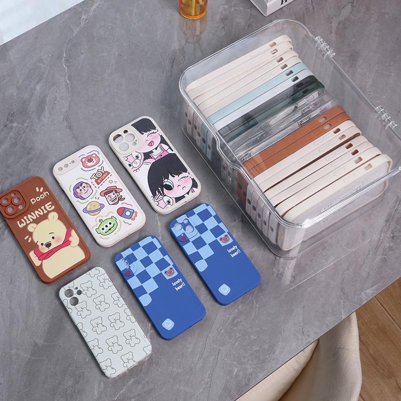 Large Capacity Flip-Top Dustproof Transparent Storage Box for Desktop Sundries and Mobile Phones