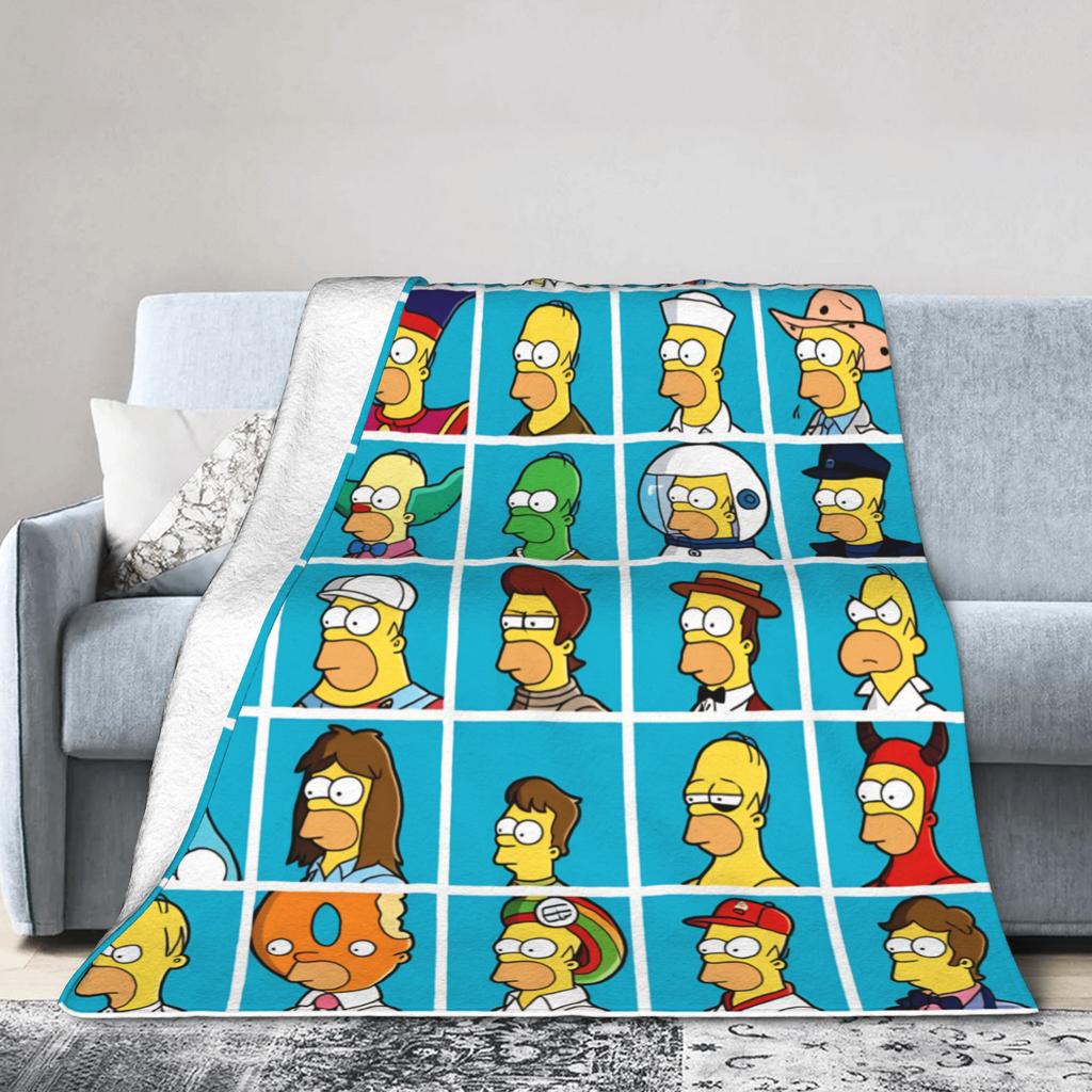 Warm Soft Throw Blanket Picnic S-Simpsons Character Head Portrait Blanket Flannel Bedspread For Home Novelty Sofa Bed Cover