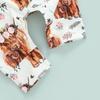Baby Girls Jumpsuit, Sleeveless Crew Neck Cow Flower Print Summer Romper for Casual