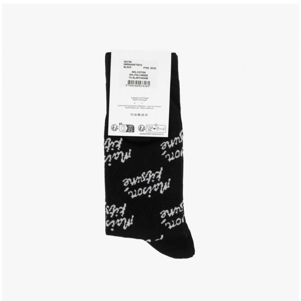 Maison Kitsune Nm06440kt0014 P199 Handwriting Logo All Over Socks