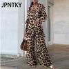 JPNTKY Осенний женский модный топ, Женские брюки с леопардовым принтом, Повседневный свободный костюм