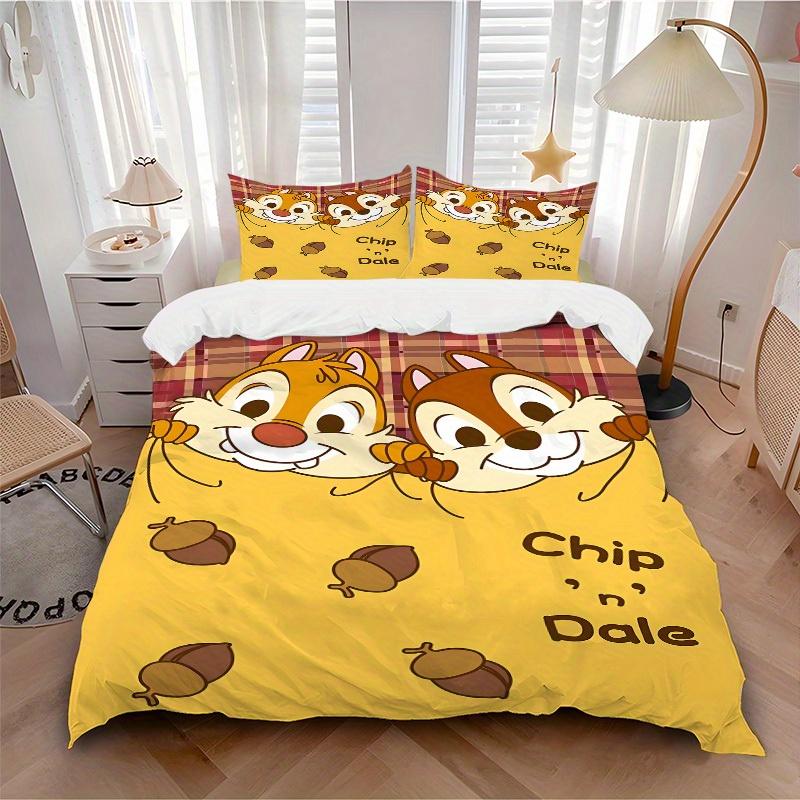 3pcs set Chip & Dale1pc of quilt cover+2pcs of pillowcase, no core, print bedding, All Seasons Bedroom Setting026