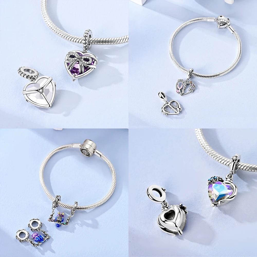 Copper Original Tree-Top Owl Pendant Animal Love Heart Dream Castle Bead Fit Bracelet Women Accessory Fine Gift Jewelry