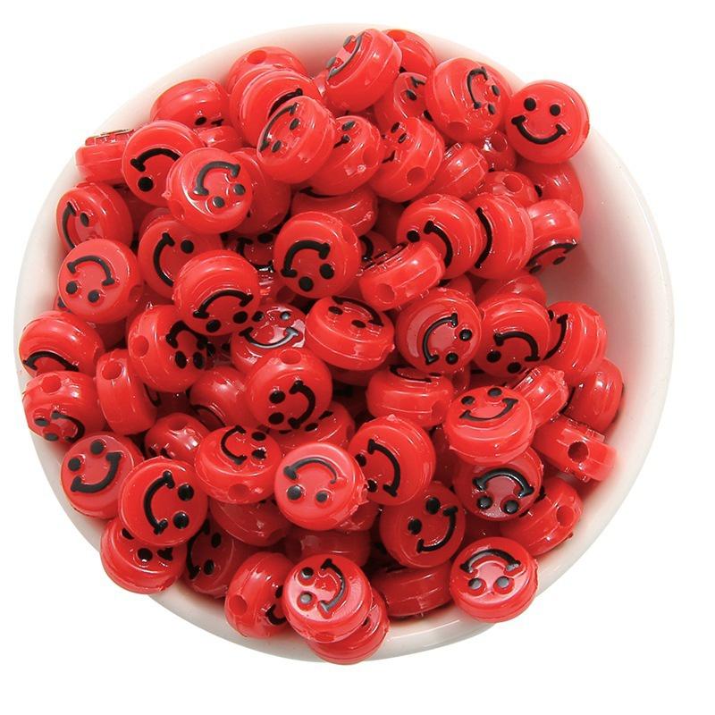 50/200 шт./лот 10 мм бусины со смайликами овальной формы акриловые разнесенные бусины для изготовления ювелирных изделий DIY подвески браслет ожерелье