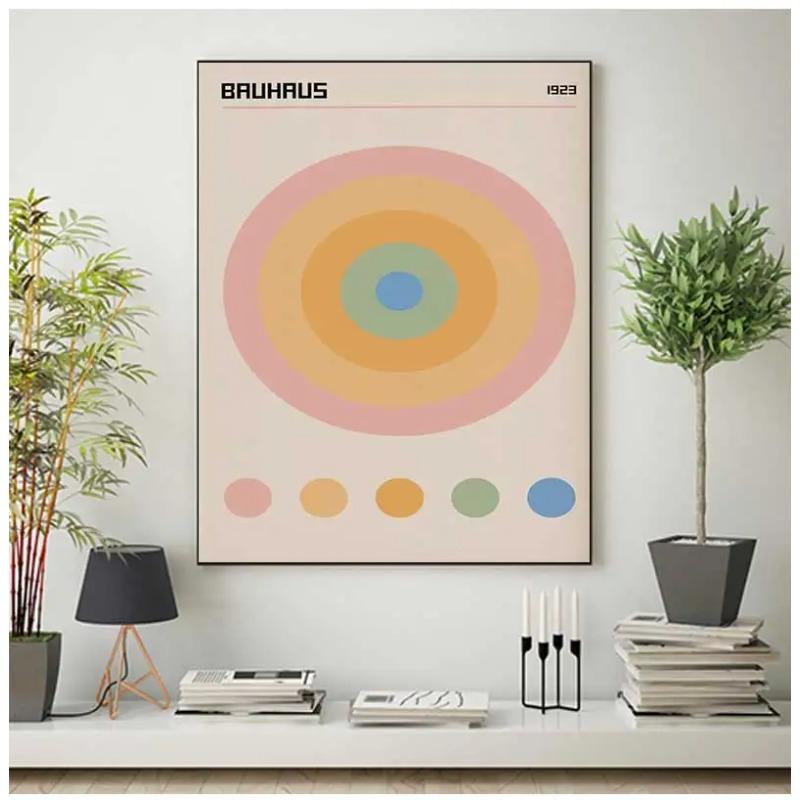 Bauhaus modern geometric abstract sun display nordic wall art painting on canvas poster and printing photos for living room