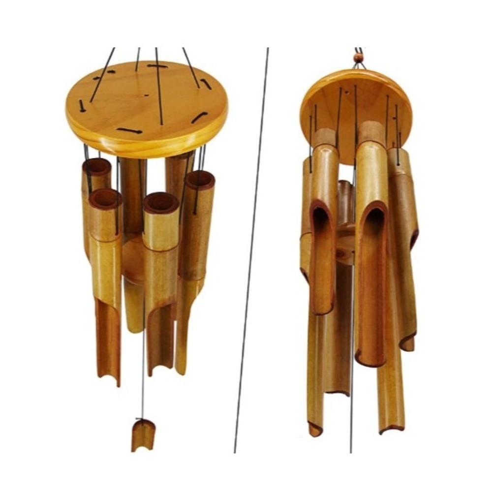 6 Tubes Bamboo Wind Chime Hand-Carved Garden Art Crafts Retro Hang Decorations Home Decoration
