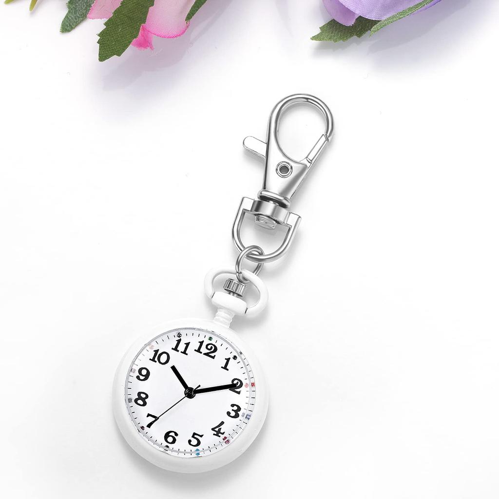 Clip Watch Keychain Analog Carabiner Watch Nurse Watch Pocket Watch Waterproof Outdoor Fashion Accessory