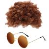 Curly and Fluffy Costume Disco Style Synthetic Wig for Men With Glasses Party or Cosplay Costume Gifts