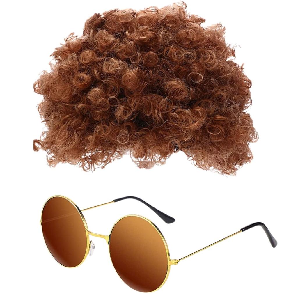 Curly and Fluffy Costume Disco Style Synthetic Wig for Men With Glasses Party or Cosplay Costume Gifts