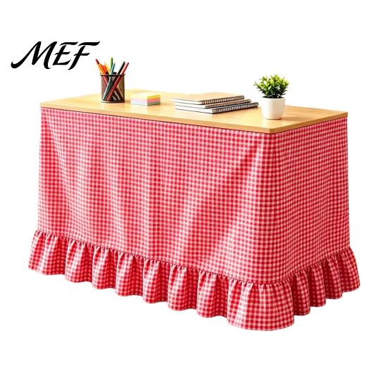 ClassroomDesk Skirt Gingham Ruffled Table Skirt, Cottagecore Teacher Desk for Classroom, Ruffle Cover Plaid Tablecloth Birthday Wedding Baby