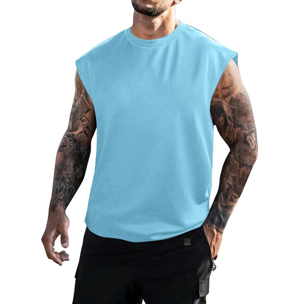 Men's Summer Mesh Solid Color Wide Shoulder Vest Men's Casual Sports Vest