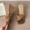 Fashion Women's Wedges Slippers Weave Platform Shoes New Sandals Designer 2025 Summer Fashion Woman Flip Flops Dress Sandalias De Mujer