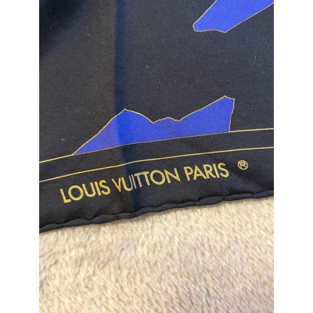 Б/у Шарф LOUIS VUITTON Большой Черный x Синий