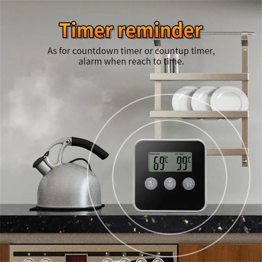 LCD Food Meat Thermometer Digital Display Oven BBQ Timer Baking Cooking Food Thermometer with Remote Probe