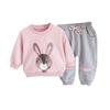 Girl Casual Fashion Cute Cartoon Print Round Neck Long-Sleeved Sweater Trousers Suit