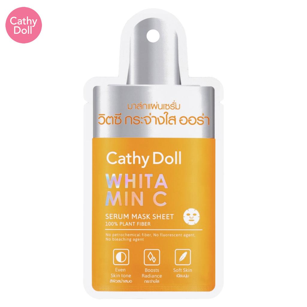 Cathy Doll Тканевая маска-сыворотка Whitamin C, ровный тон кожи, придает сияние, мягкая кожа, 20 г x 1 шт / 3 шт - Thai Skin Care
