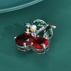 Blucome New Design Red Cherry Shape Brooch Gold Color Enamel Brooches Jewelry Pins Girl Christmas Gifts Scarf Hat Accessories