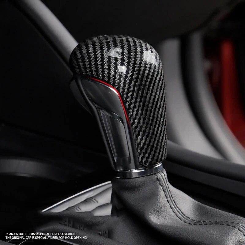Carbon Fibe Car Gear Head Shift Knob Cover Gear Shift Handle Trim Sticker For Mazda 3 Axela CX-30 CX30 Accessories