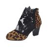 Fashion 2024 New Shoes for Women Sandals Women's Boots Leopard Ankle Boots Women Lace Floral Back Zip Round Toe High Heels Shoes Female