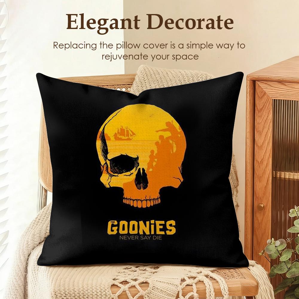 Movie GGoonies Cushion Cover Natural Linen Organic Fabric DoubleSided Printing Sofa Home Decor Gift Pillow Case