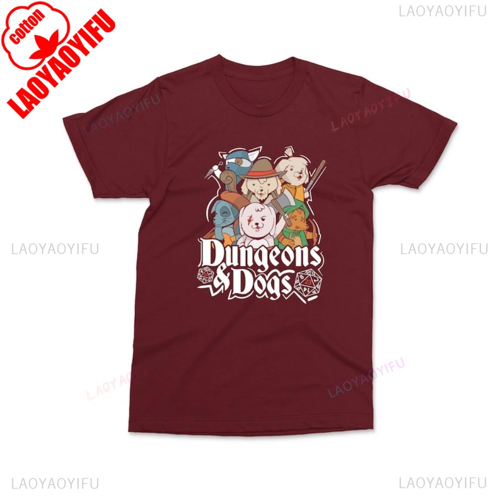Dungeons and Cats Dungeons and Dogs Футболка DnD Игровая Гик Подарок D20 Любители Щенков Футболка Владелец Собаки Игрок RPG