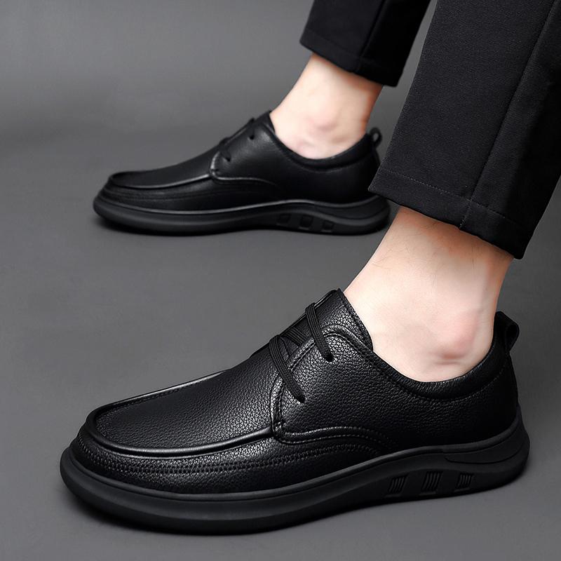 Genuine Leather Shoes Men Cow Leather Mens Casual Shoes Black Brown Plus Size Wedding Party Dress Shoes