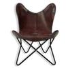 Relaxing Armchair Brown Leather Butterfly Chair Handmade Folding Morden Style Leather Chair