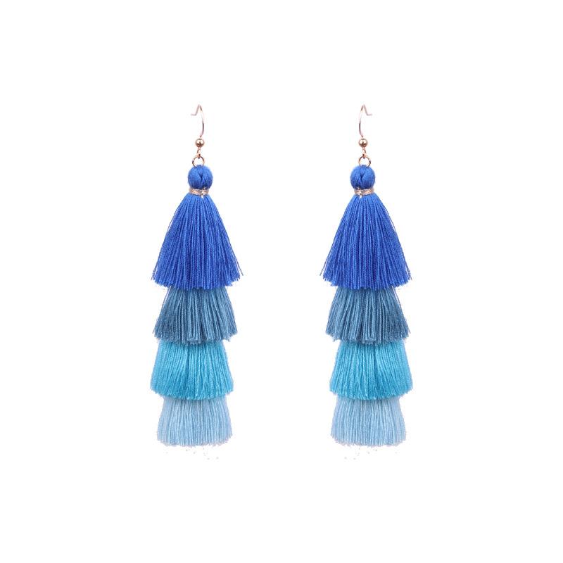GemChic женские новые винтажные многослойные кисточки красочные длинные серьги с бахромой этнические модные серьги-крючки на день рождения рождественские украшения подарок