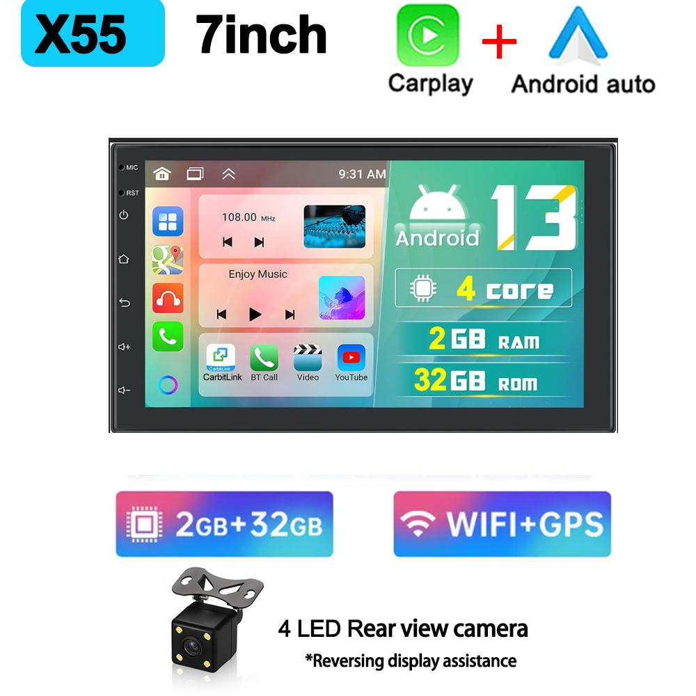 Universal 7"/9"/10" Android 13 Car Radio GPS Autoradio Carplay 2+32G Double Din WIFI FM AM Car Audio Receiver Multimedia Player