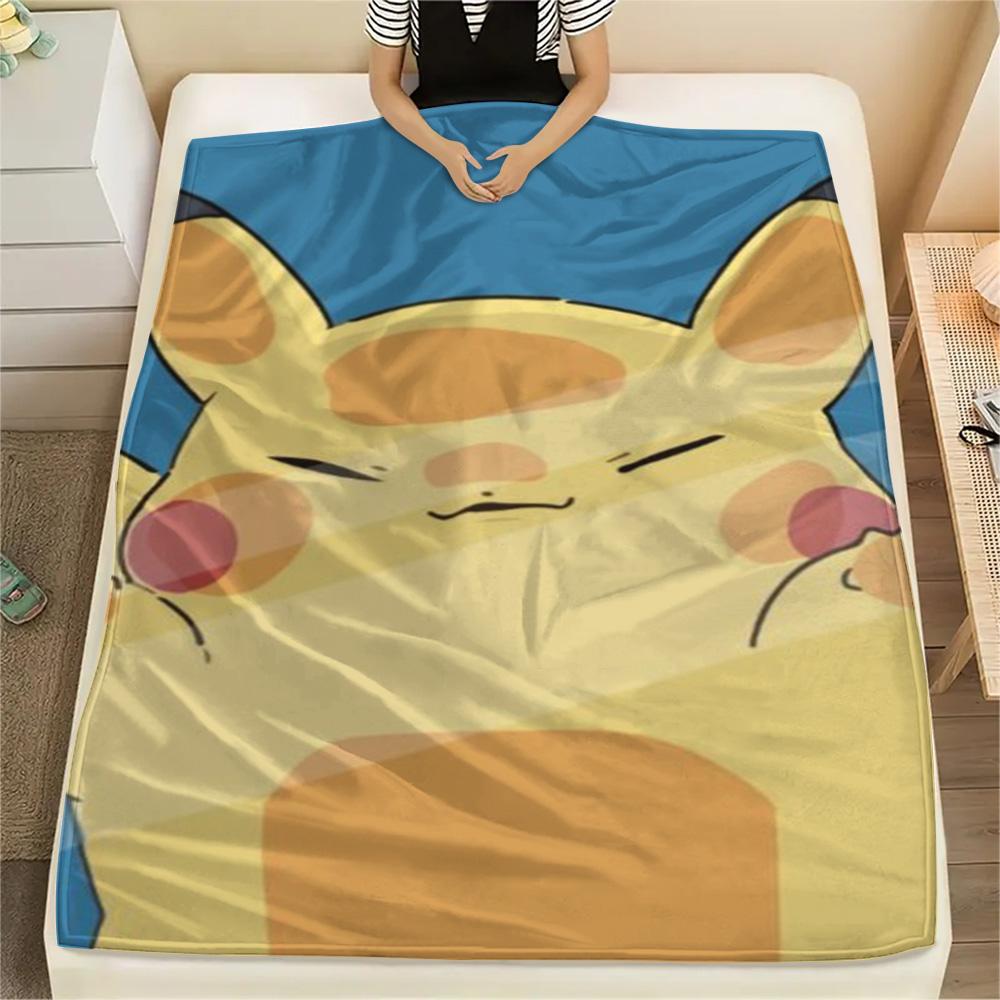 Pikachu Home Print Flannel Blanket Comfortable for Sofa Bed Couch and Travel.-TING
