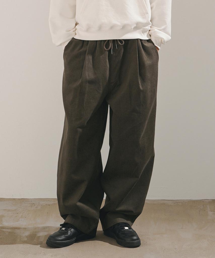 JEMUT Cotton Peach Wide Elastic Waist Pants Deep Khaki Mmlp2673
