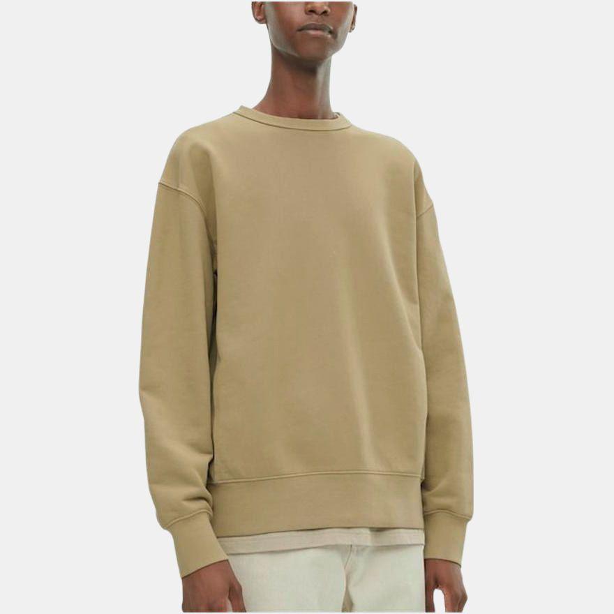 Uniqlo Свитшот мужской с круглым вырезом и длинным рукавом, однотонный, Коллекция Осень/Зима 2022, Цвет: горчичный, Артикул: 452189-49