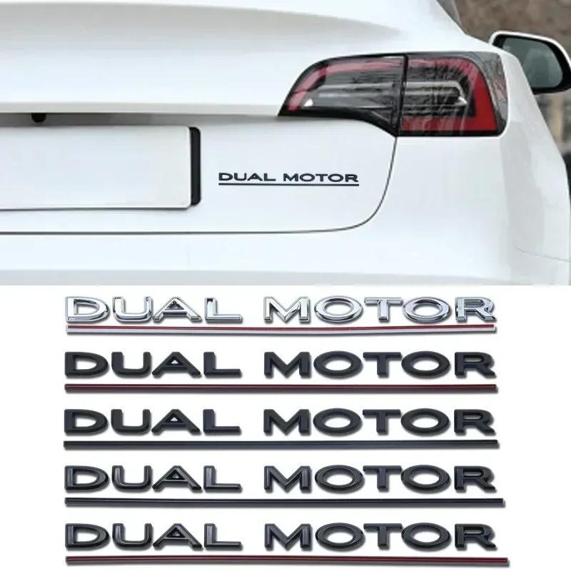ABS Dual Motor Letters Rear Boot Tailgate Trunk Logo Emblem Badge Car Sticker Decal for Tesla Model 3 Model X Model S Y NH1